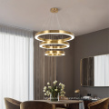 L&#39;anneau d&#39;or de lumière de hall de luxe moderne a mené la lumière pendante de lustre pour le projet de hall d&#39;hôtel